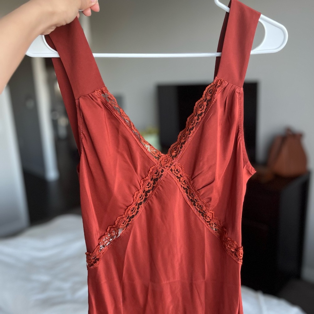 Reformation Provence silk dress in Oxide, size XS